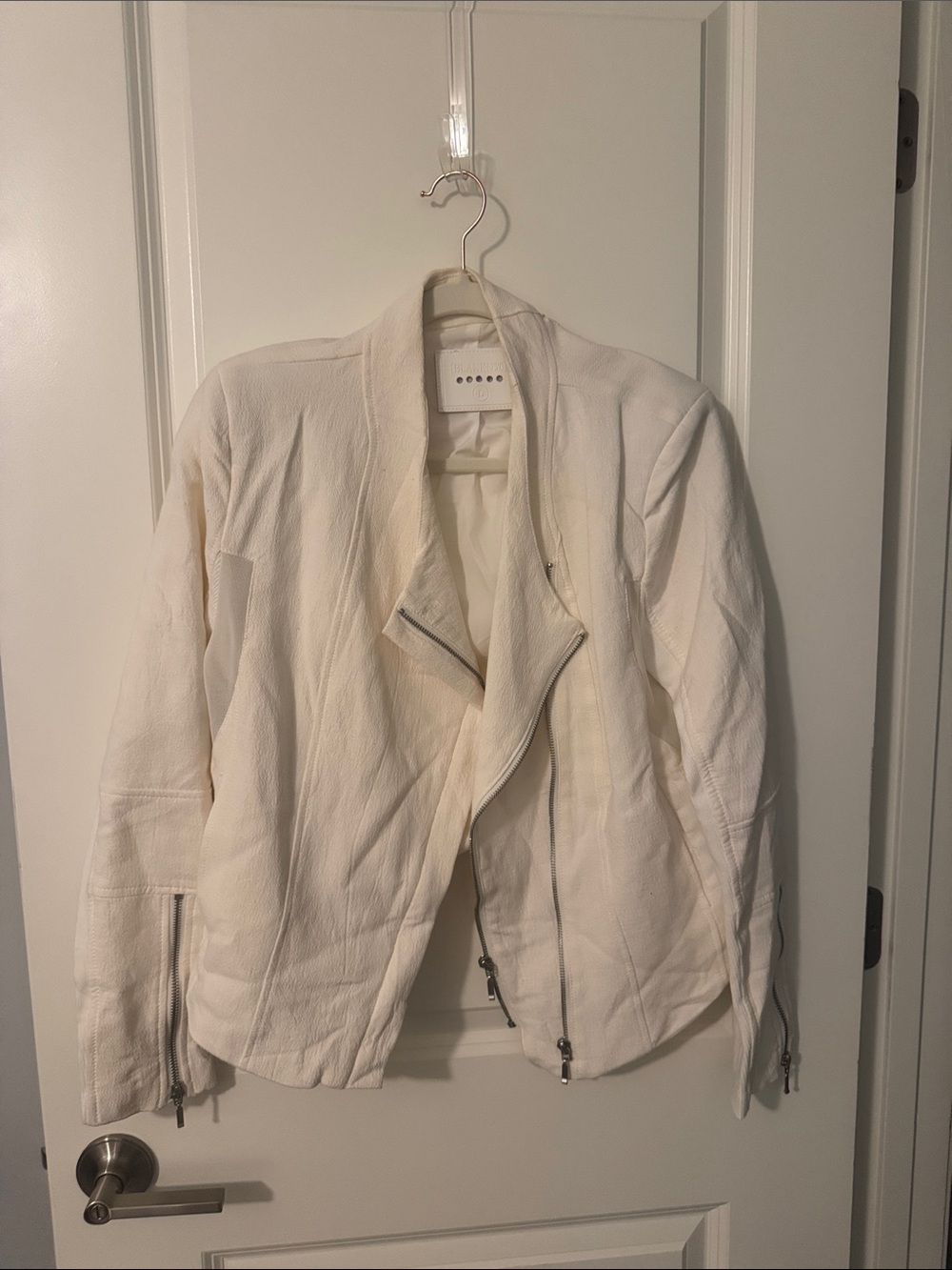 Blank NYC Cream Zipper Moto Jacket